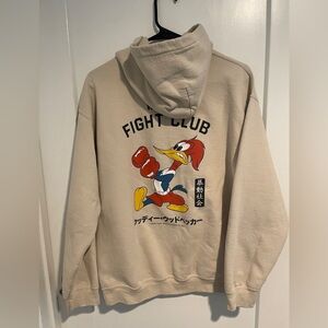 Riot Society Men's Graphic Hoodie Woody Woodpecker's Fight Club Sand size XL